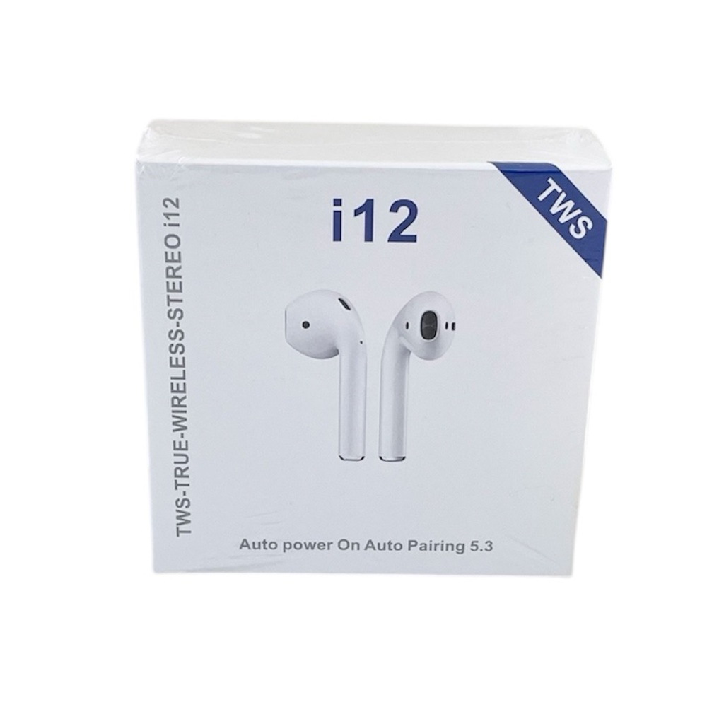 i12 TWS White Wireless Earbuds with Auto Pairing 5.3 and Case